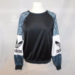 Adidas Womens M LA Snakeskin Trefoil Logo Black Crew